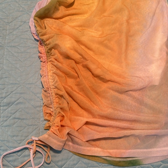 Authentic TOPSHOP ombre shirred sleeveless summer top orange-green-white sz S 4 - Picture 2 of 5